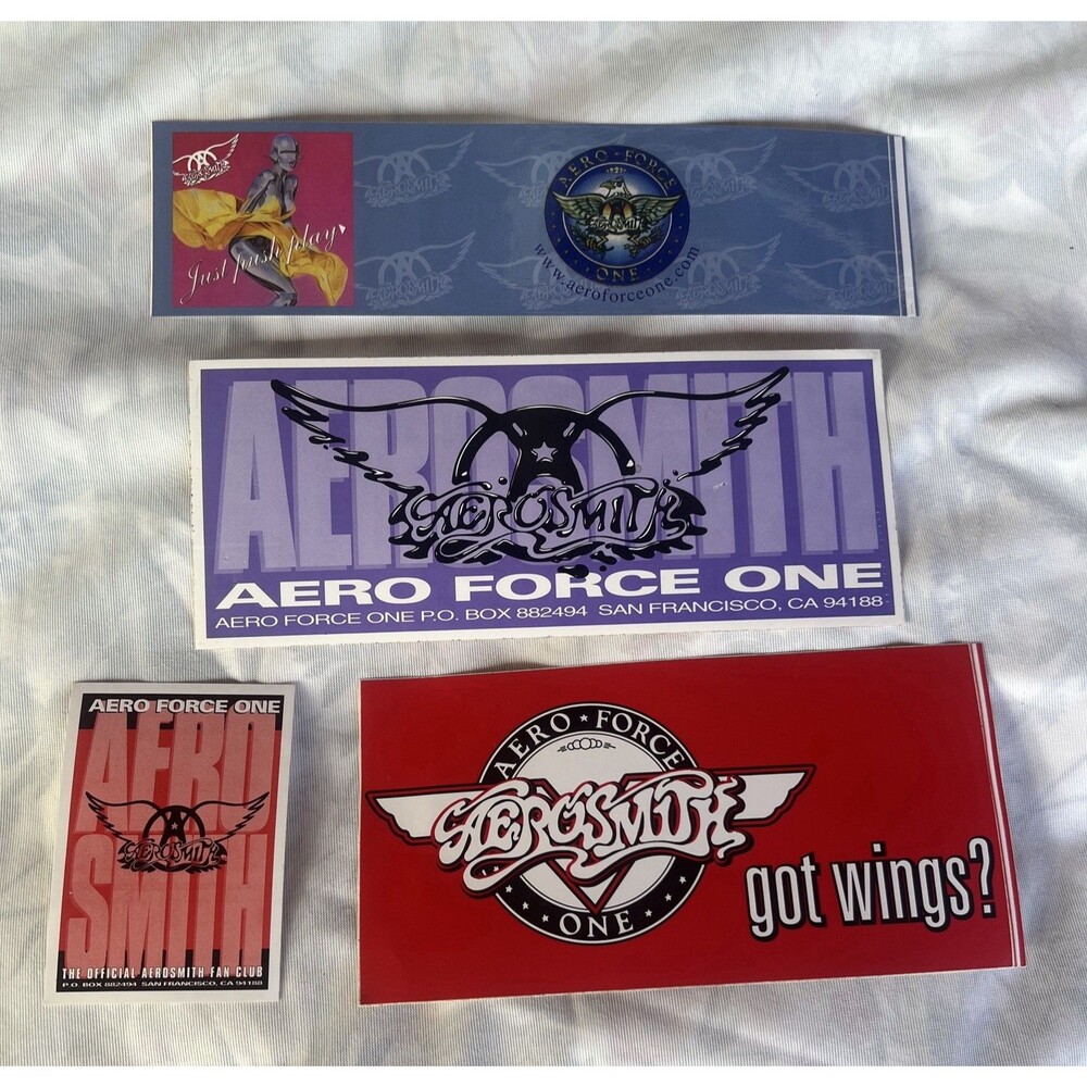Set Of 4 Aerosmith Aero Force One Official Fan Club Rock & Roll Music Stickers